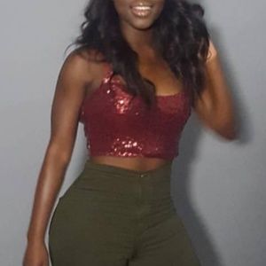 Burgundy Sequenced Crop Top